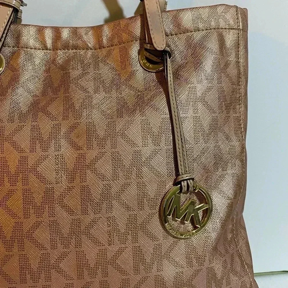 Michael kors bronze canvas hobo handbag
